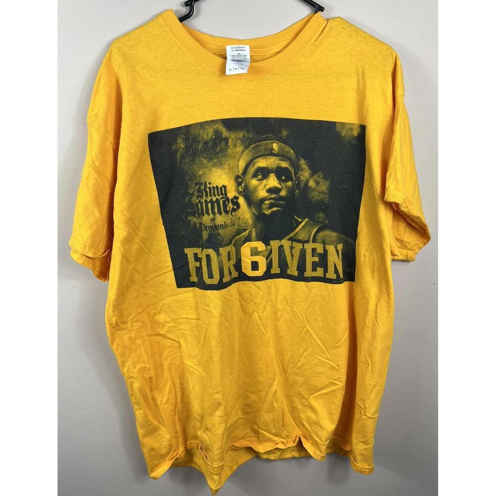 Lebron King James Is Forgiven Cleveland Cavaliers   Yellow Tshirt Cavs Goat